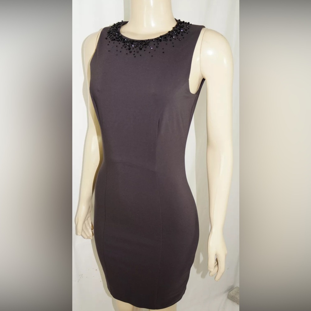 HM H&M BROWN CHOCOLATE EMBELLISHED BEADED CAREER DRESS SIZE 2